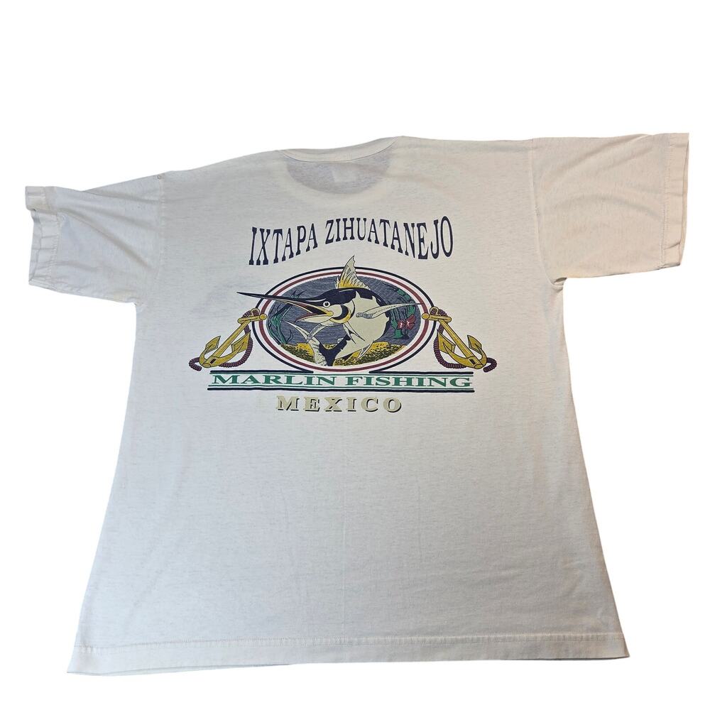 Hola Ola Vintage Ixtapa Zihuatanejo Mexico Marlin Fishing T Shirt L Tourist
